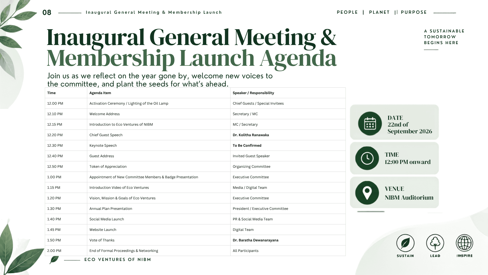 Inaugural AGM & Launch Agenda